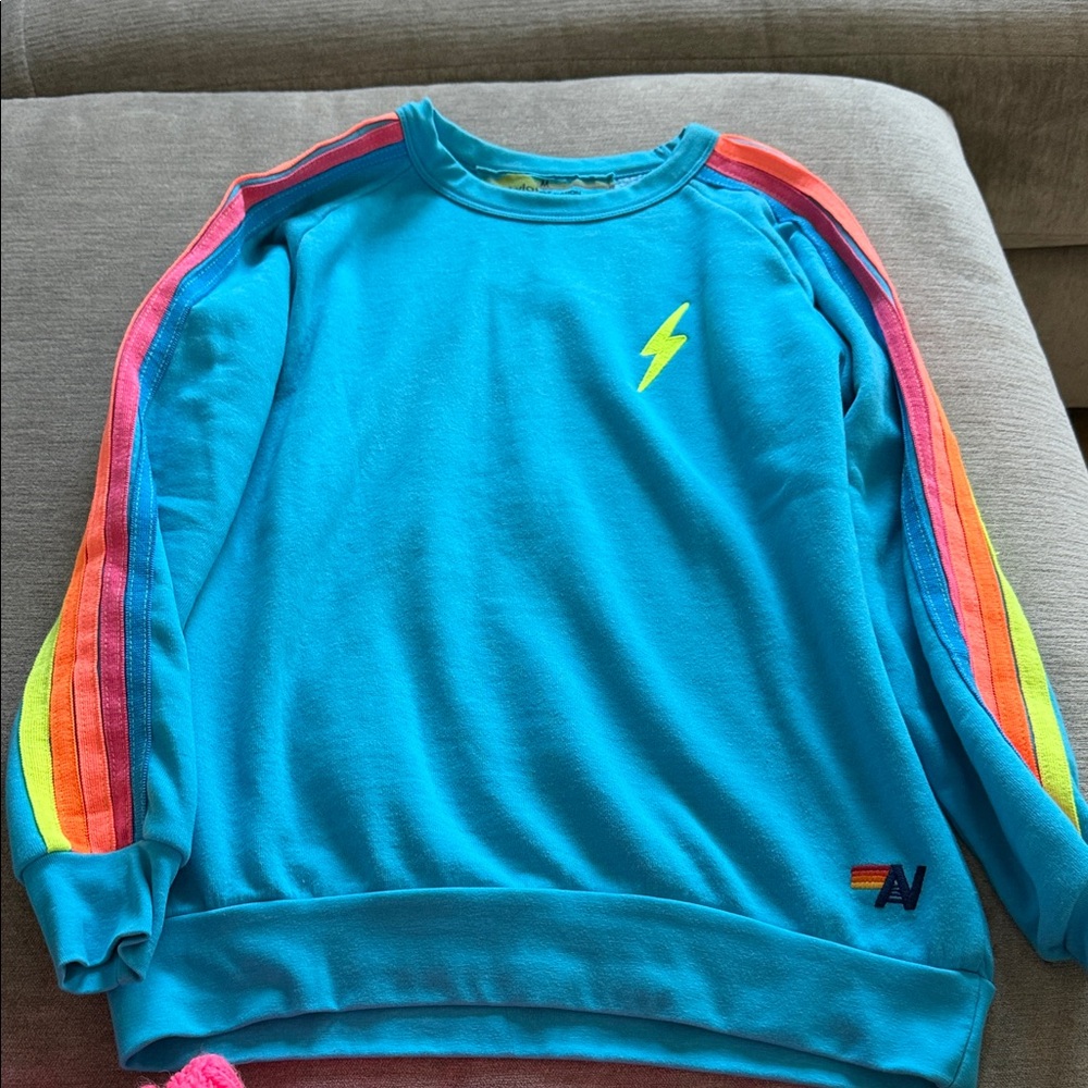 Colorful Aviator Nation Sweatshirt with Rainbow Stripes
